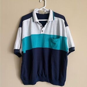 Vintage 90s St. John’s Bay Striped Color Block Polo Shirt XL